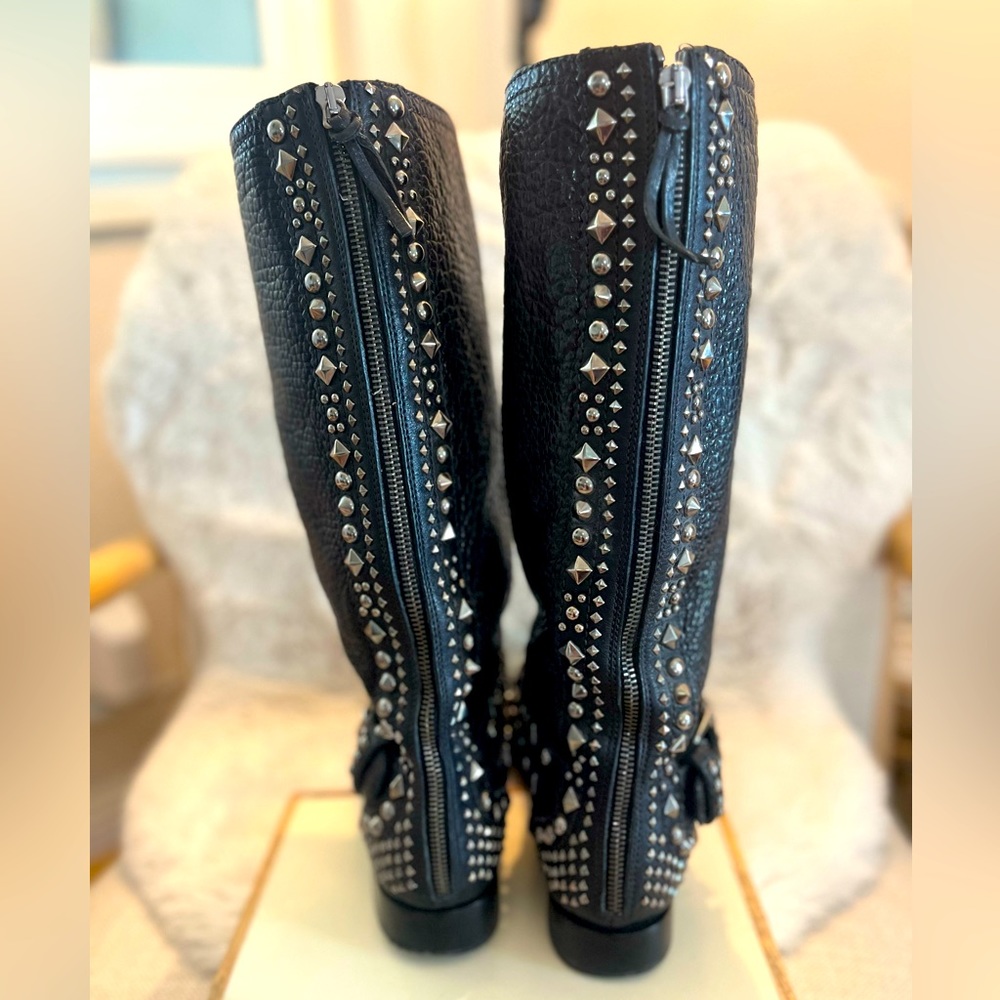 Miu Miu Black Leather Biker Boots (Size: 39 1/2)